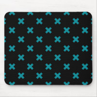 Teal cross stitches on black