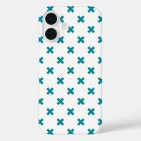 Teal cross stitches on white
