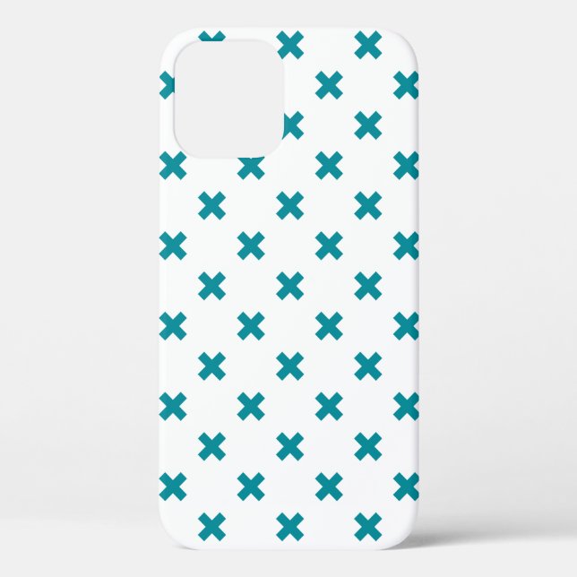 Teal cross stitches on white Case-Mate iPhone case (Back)
