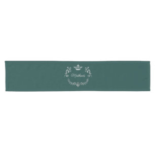 Teal Crown Crest Personalised   Short Table Runner