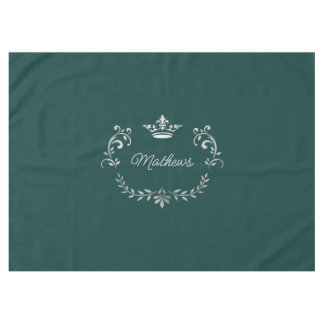 Teal Crown Crest Personalised Tablecloth