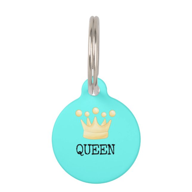 Teal Crown Princess Queen Pet Tag (Front)