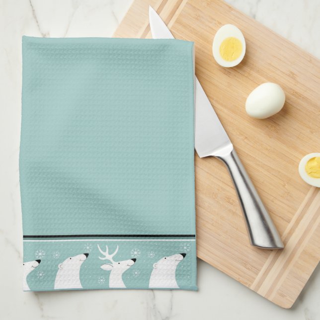 Teal Custom Christmas Kitchen Towel (Quarter Fold)