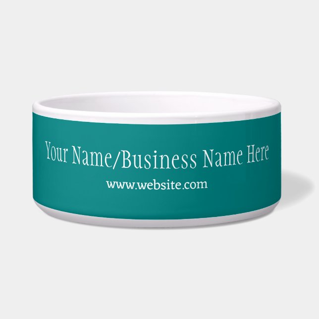 Teal Custom Logo Photo & Name Pet Bowl (Front)
