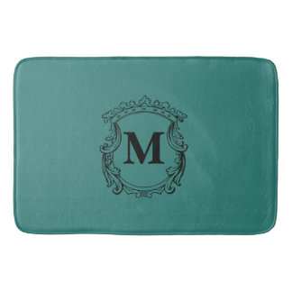 Teal Custom Monogram Crest Bath Mat