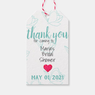 Teal Customisable Bridal Shower Tags with Twine