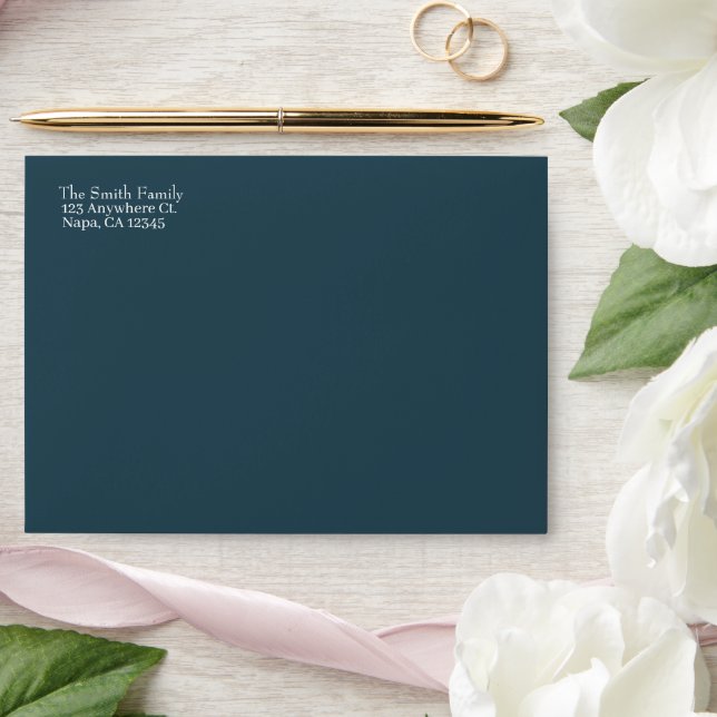Teal Customisable Envelopes with Return Address  (Wedding)
