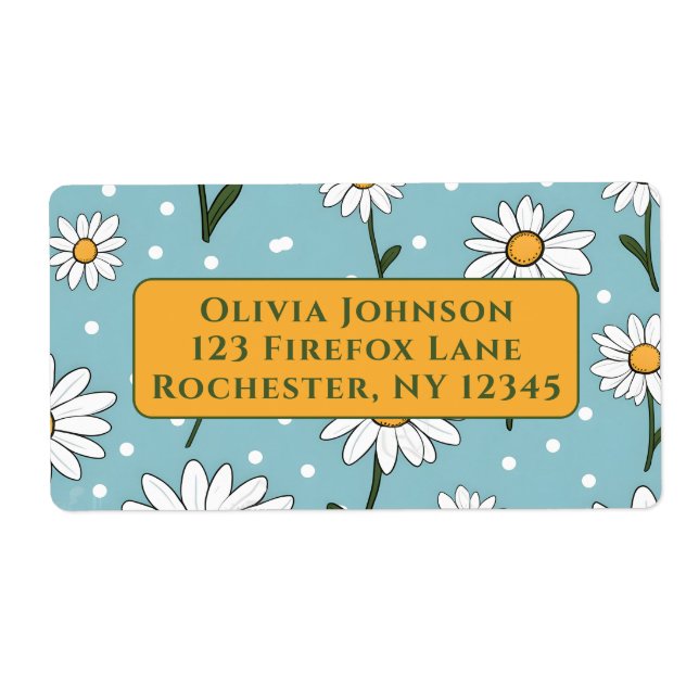 Teal Cute Daisy Flower Address Labels (Front)