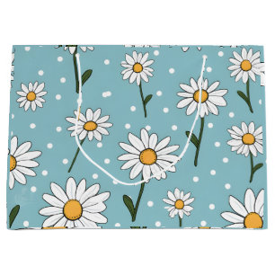 Teal Cute Daisy Flower Gift Bag
