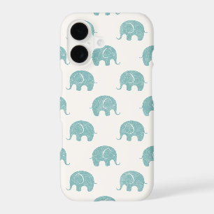 Teal Cute Elephant Pattern