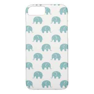 Teal Cute Elephant Pattern iPhone 8/7 Case