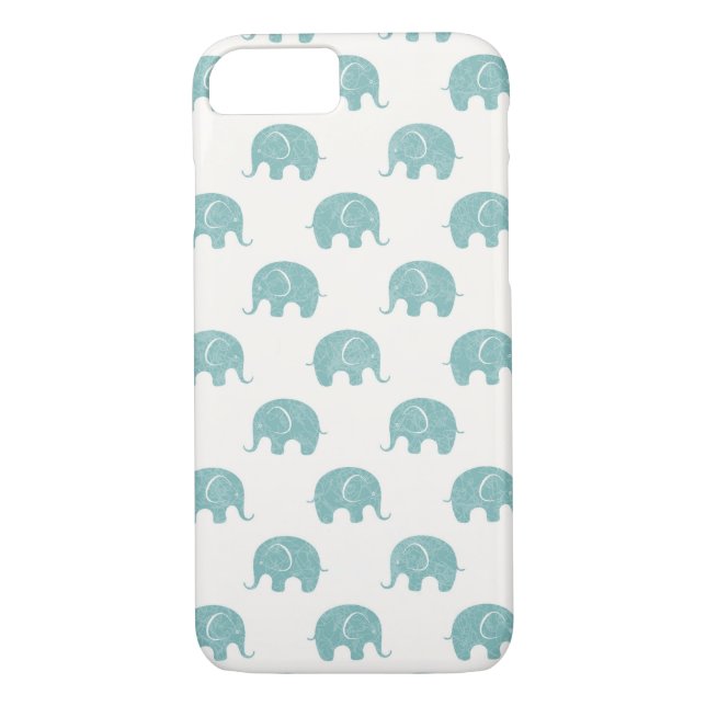 Teal Cute Elephant Pattern Case-Mate iPhone Case (Back)