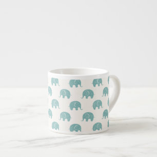 Teal Cute Elephant Pattern Espresso Cup