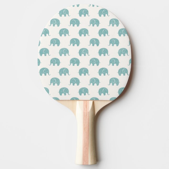 Teal Cute Elephant Pattern Ping Pong Paddle (Front)