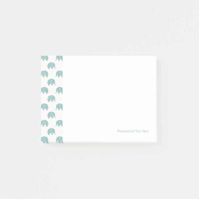 Teal Cute Elephant Pattern Post-it Notes (Front)