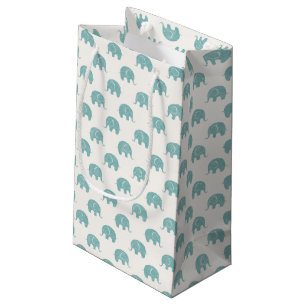 Teal Cute Elephant Pattern Small Gift Bag