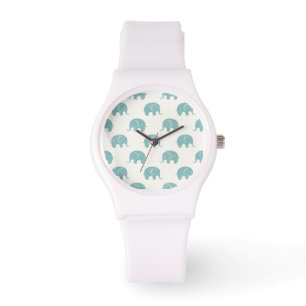 Teal Cute Elephant Pattern Watch