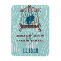 Teal Cute Kissing Love Birds Sitting in Bird Cage
