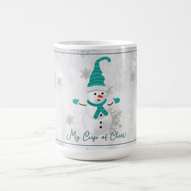Teal Cute Snowman Holiday Mug (Center)