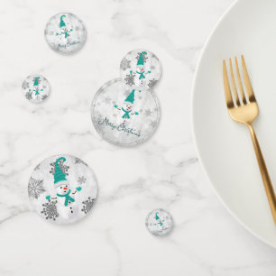 Teal Cute Snowman Table Confetti