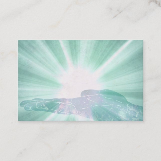 *~* Teal Cyan Healing Energy Hand Reiki Business Card (Front)