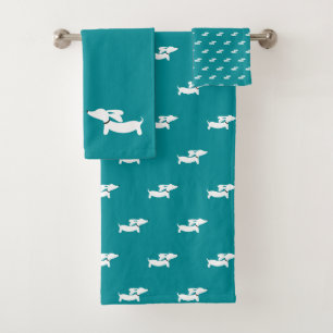 Teal Dachshund Bath Towel Set for the Doxied Home