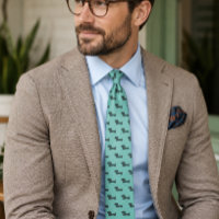 Teal Dachshund Dad Accessory Necktie Neck Tie