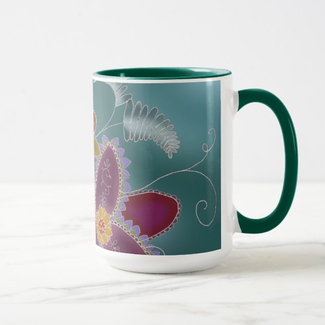 Teal Daffodil Coffee Mug (Right)