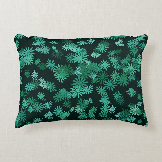 Teal Daisies Decorative Cushion (Front)