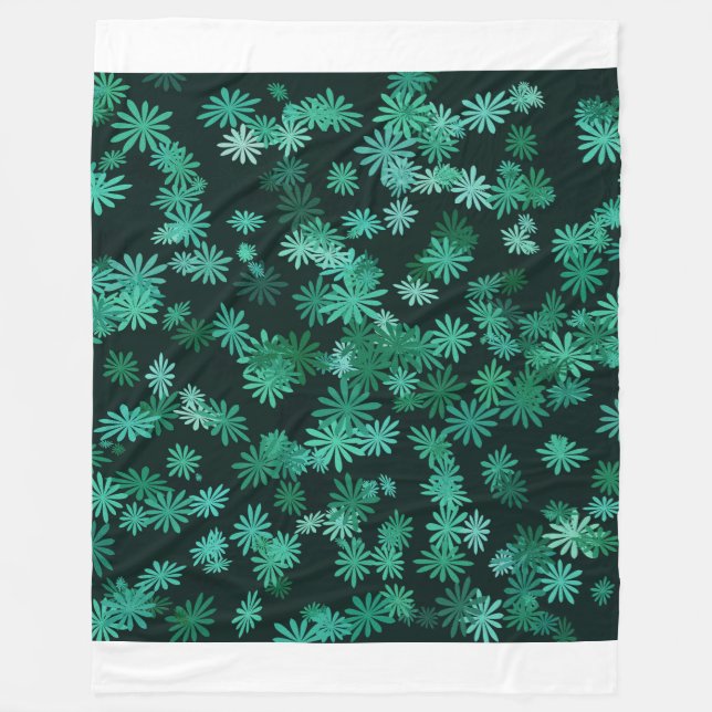 Teal Daisies  Fleece Blanket (Front)