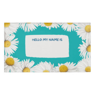 Teal Daisy Name Tag