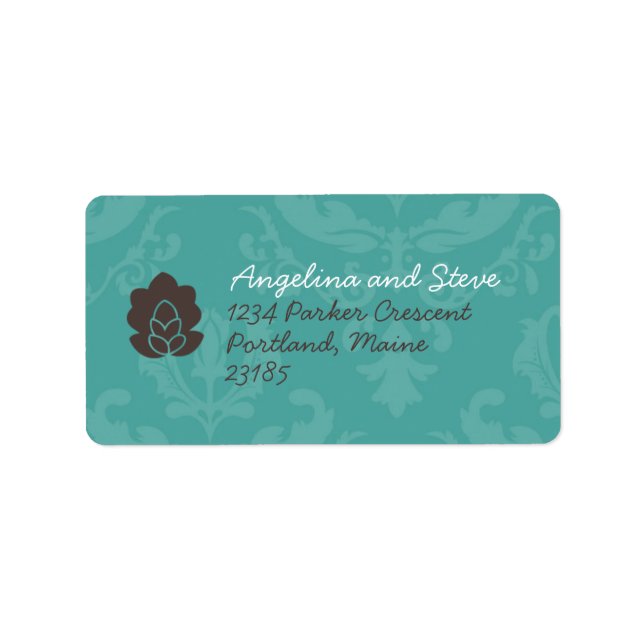 Teal Damask address labels (Front)