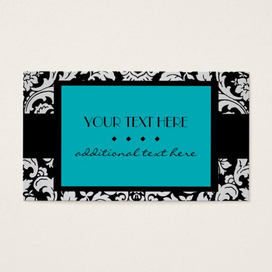 Teal Damask Business Card