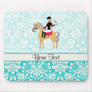 Teal Damask Equestrian Mouse Mat