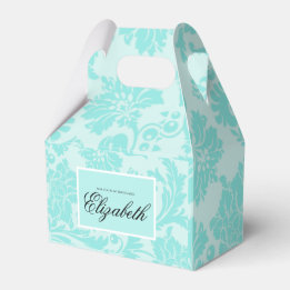 Teal damask favour box