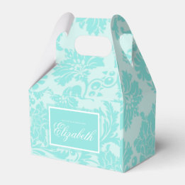 Teal damask favour box