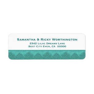 Teal Damask Lace Trim Wedding Ver S303