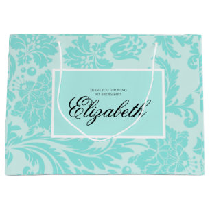 Teal damask large gift bag