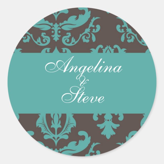 Teal damask stickers (Front)