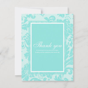 Teal damask thank you card