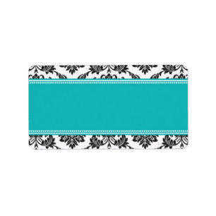 Teal Damask Wedding Address Labels