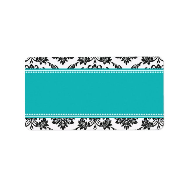 Teal Damask Wedding Address Labels (Front)