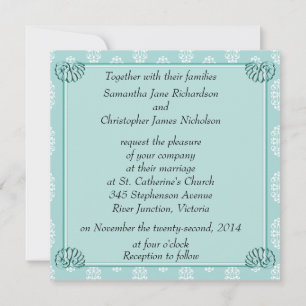 Teal Damask Wedding Invitation
