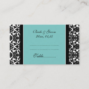 Teal Damask Wedding Table Place Setting Cards