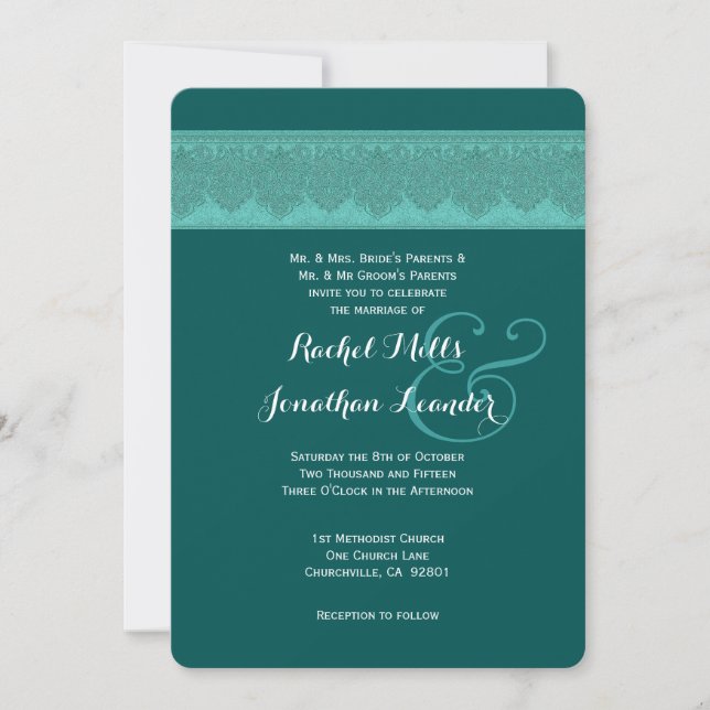 TEAL Damask Wedding Template V16 (Front)