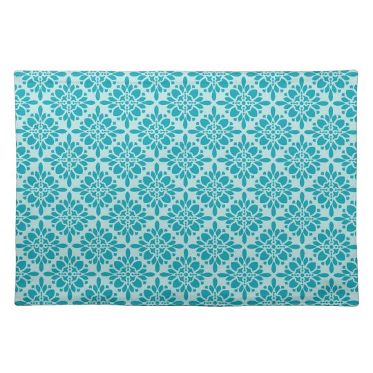 Teal Damask Woven Cotton Placemats Zazzle.co.uk