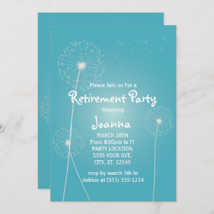 Teal Dandelion, Retirement Party Invitations