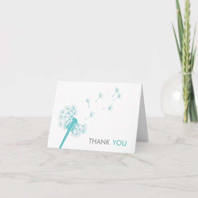 Teal Dandelion Thank You Cards (Front)