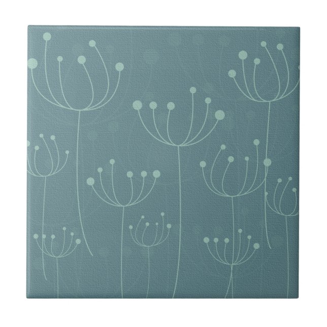 Teal Dandelions Tile (Front)