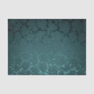 Teal Dark Succulent Floral Metallic Pattern Tissue Paper